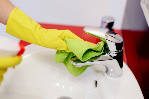Professional oven cleaner working in an Ealing home kitchen