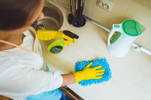Local carpet cleaner treating stains in a West London property