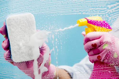 Cleaner removing grease and residue from a kitchen oven