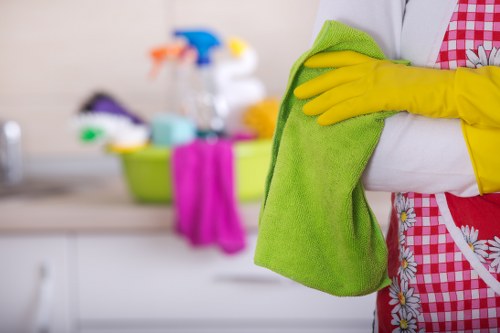 Local cleaning team working in a Ealing apartment building